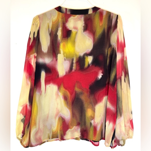 Calvin Klein Red and Gold Graphic Blouse Plus Size Women's 1X - Picture 8 of 10